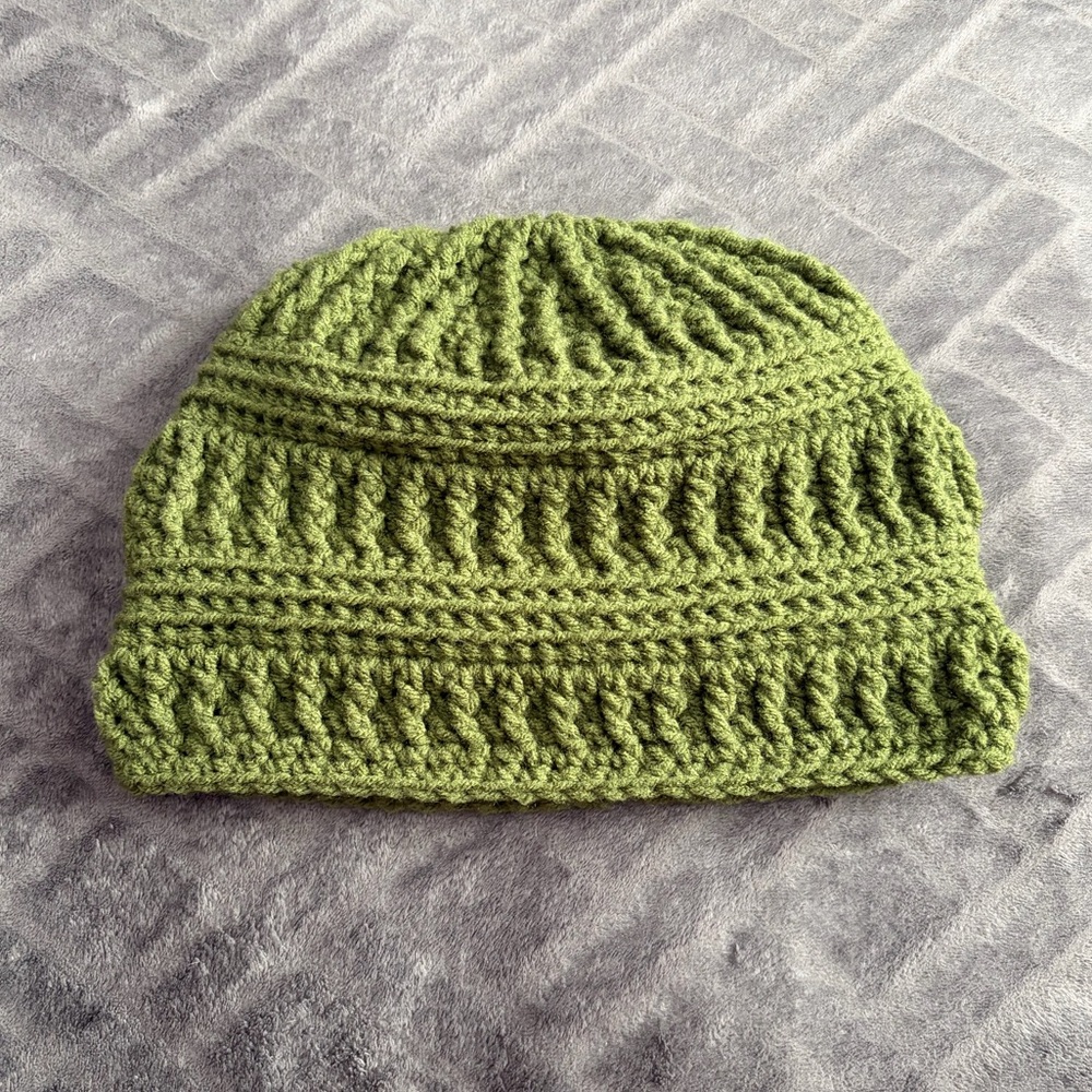 Handmade Crocheted Beanie - Army Green